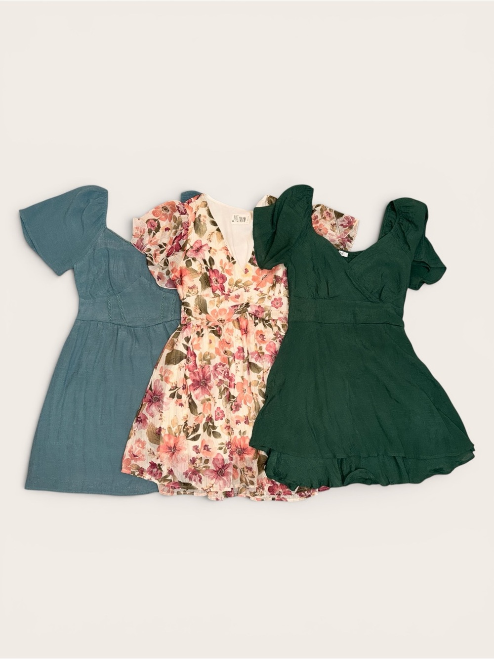 Floral Pink, Green & Blue Mini Dress Lot